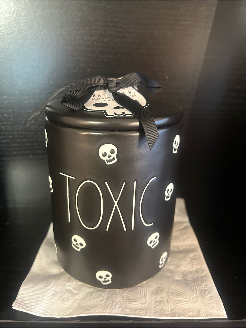Rae Dunn Black and White "TOXIC" Halloween Canister